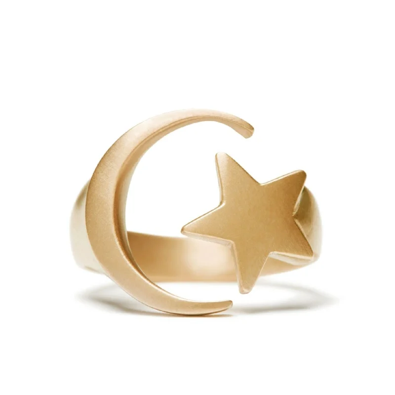 modern fused-band ring-<!--RG788-->super star+moon ring