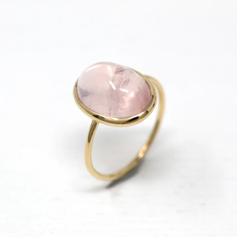 minimalist arch ring-Rose Quartz Ring - Edwardian 14k Yellow Gold 4.97 CT Genuine Pink Gem - Antique Circa 1910s Era Size 6 1/4 Stick Pin Conversion Fine Jewelry