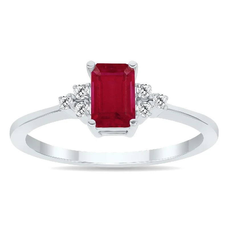 raw kunzite statement ring-Ruby and Diamond Regal Ring in 10k White Gold