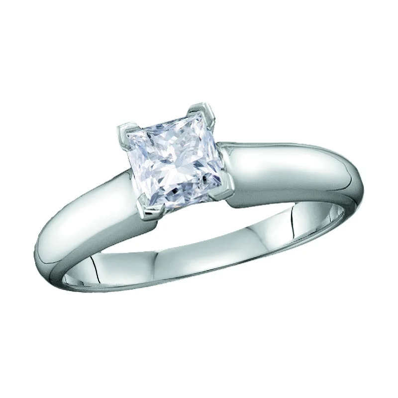 bold sapphire ridge ring-Signature Certificate 1/3 CTW Princess Cut Diamond Solitaire Engagement Ring in 14KT White Gold