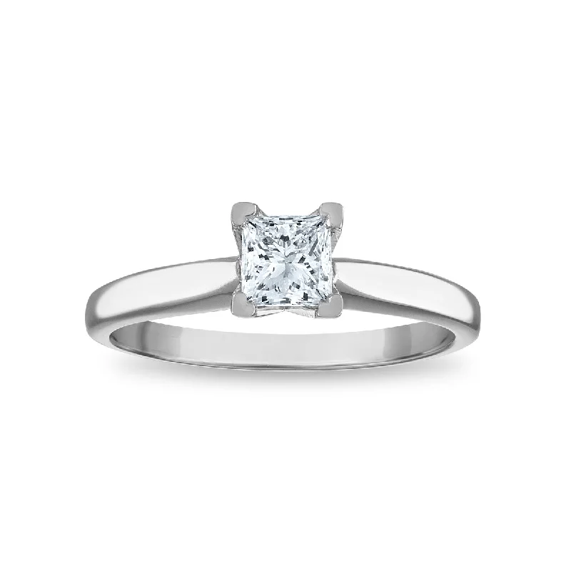 engraved trust ring-Signature Certificate EcoLove 1/2 CTW Princess Cut Lab Grown Diamond Solitaire Engagement Ring in 14KT White Gold