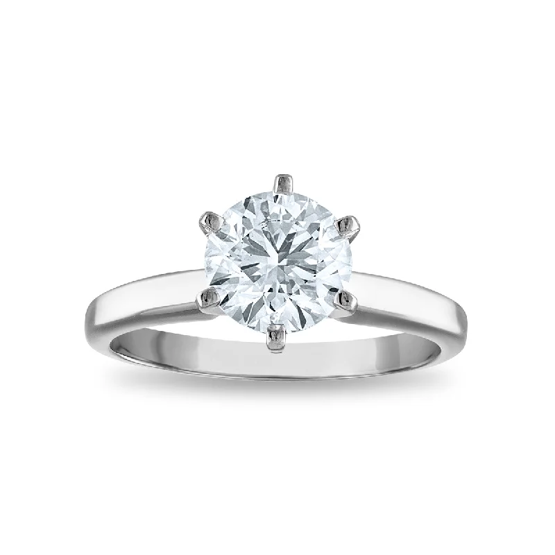 bold sapphire ridge ring-Signature Certificate EcoLove 2 CTW Round Lab Grown Diamond Solitaire Engagement Ring in 14KT White Gold