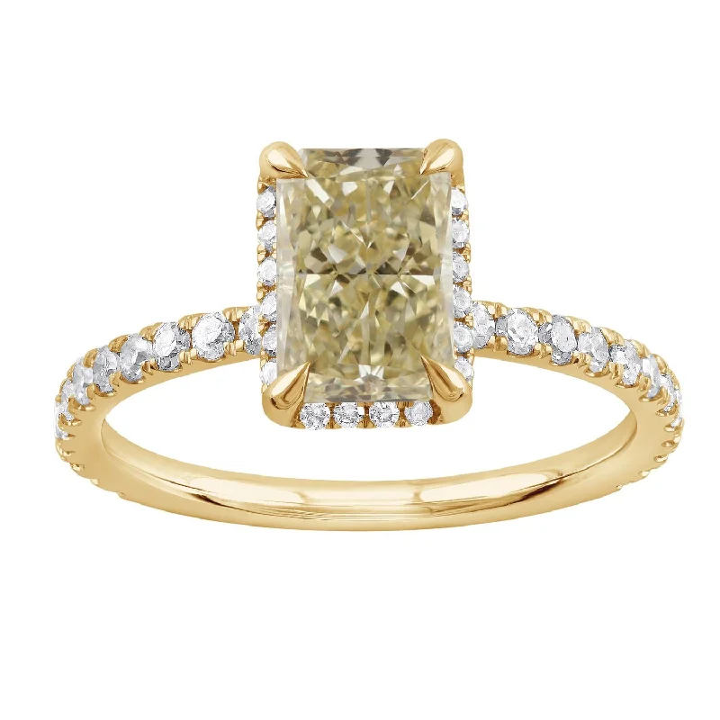 nature-themed ridge ring-Signature EcoLove 2 CTW Fancy Yellow Lab Grown Diamond Engagement Ring in 14KT Yellow Gold