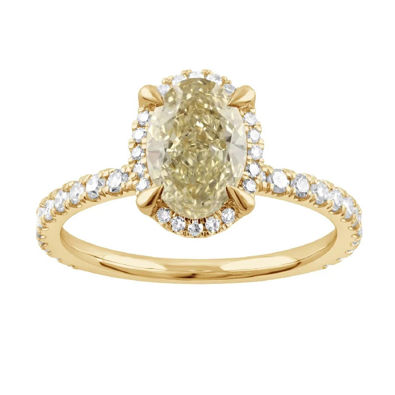 nature-themed crest ring-Signature EcoLove 2 CTW Fancy Yellow Lab Grown Diamond Engagement Ring in 14KT Yellow Gold