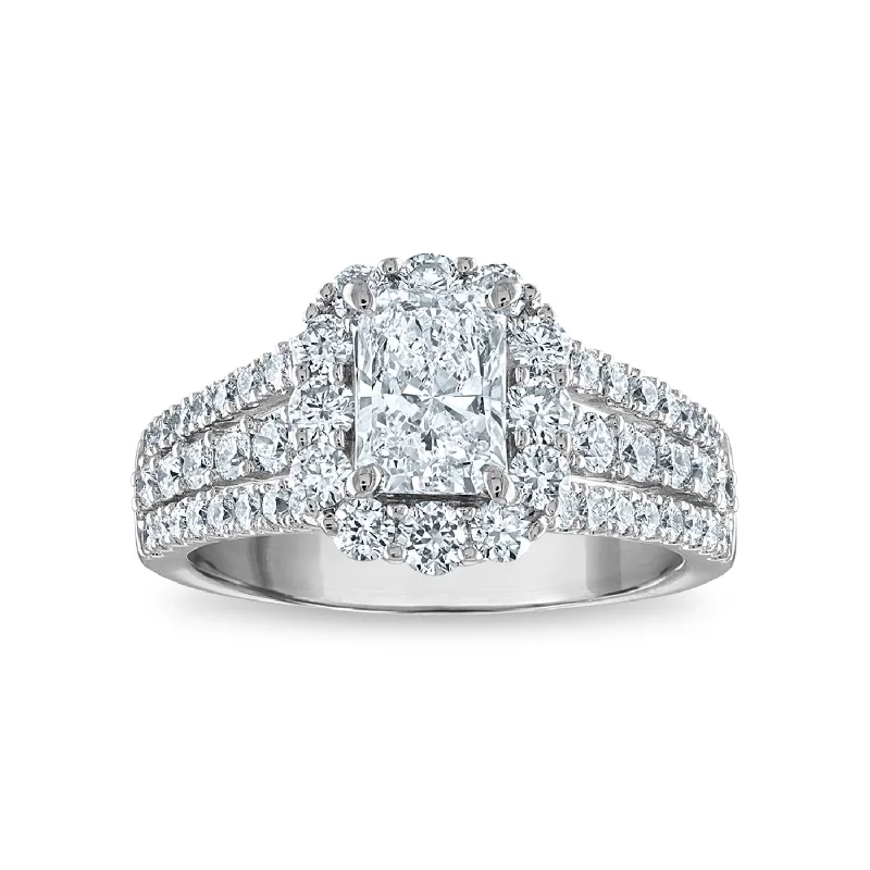 minimalist ridge ring-Signature EcoLove Diamond Dreams 2 1/4 CTW Lab Grown Diamond Halo Cluster Engagement Ring in 14KT White Gold