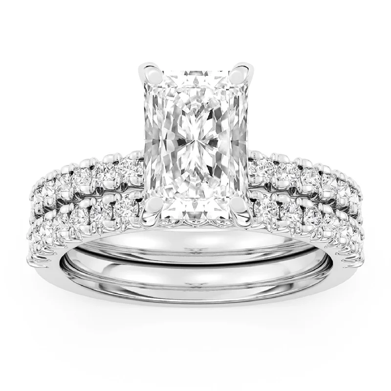 nature-themed crest ring-Signature EcoLove Diamond Dreams 3-1/4 CTW 100 Facet Centurion Diamond Bridal Set in Platinum