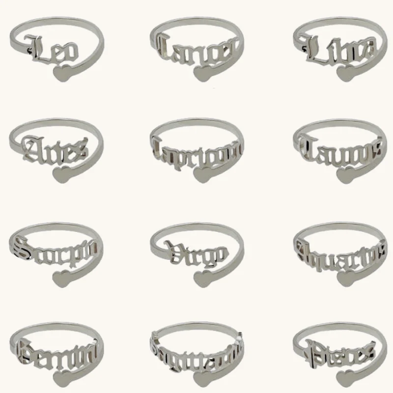 engraved loyalty ring-Silver Heart Zodiac Ring