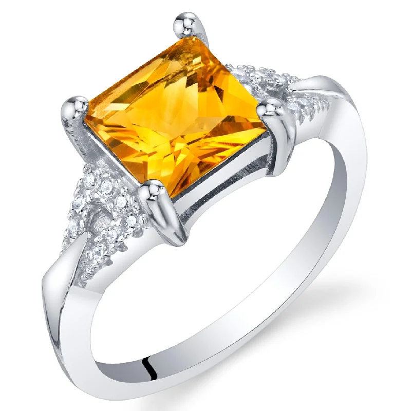 adjustable crest ring-Sterling Silver 1.5 ct Citrine Birthstone Ring