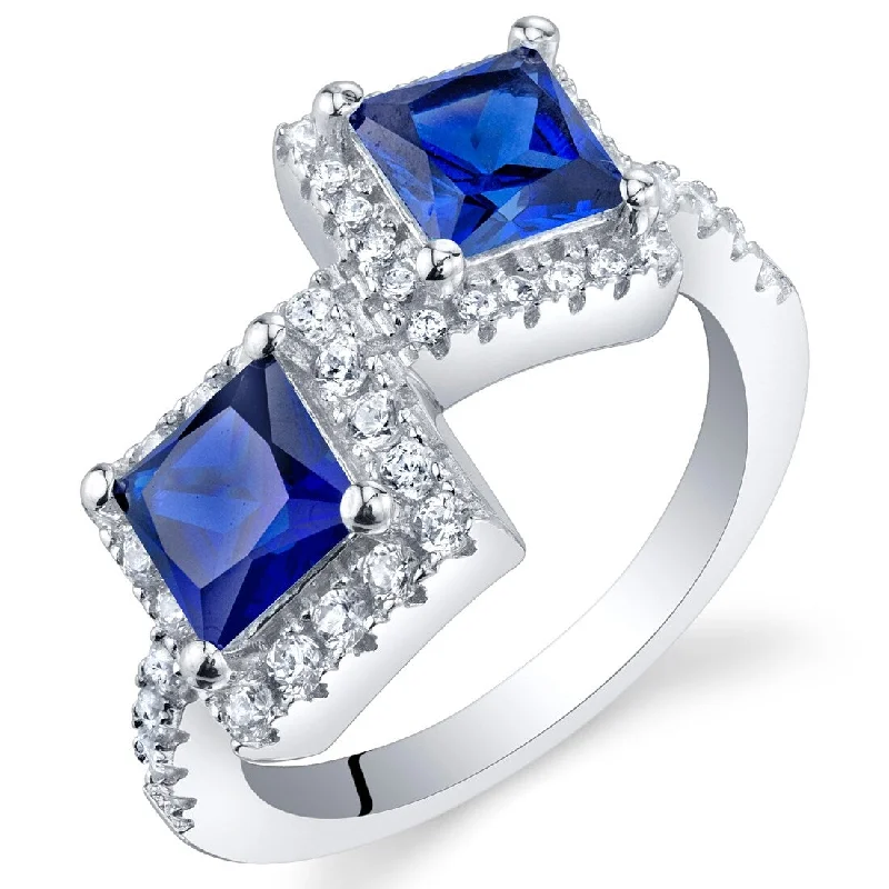 antiqued gold band ring-Sterling Silver 1.5 ct Created Sapphire Birthstone Ring