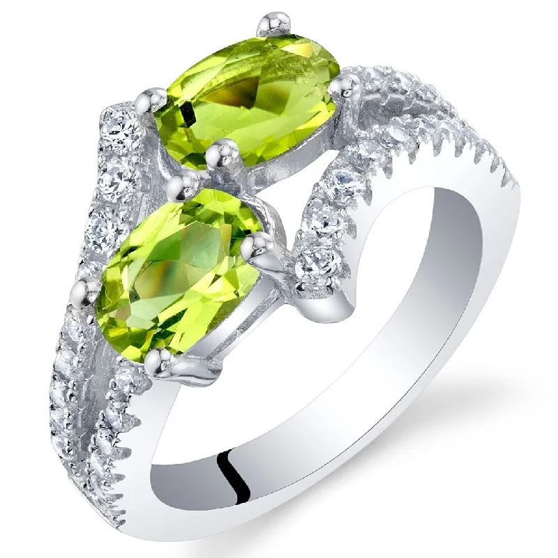 bold garnet ridge ring-Sterling Silver 1.5 ct Peridot Birthstone Ring