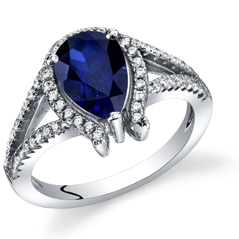 artisan-crafted rose ring-Sterling Silver 1.75 ct Created Sapphire Birthstone Ring