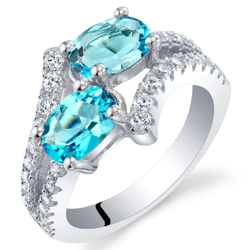 bold ruby ridge ring-Sterling Silver 1.75 ct Swiss Blue Topaz Birthstone Ring