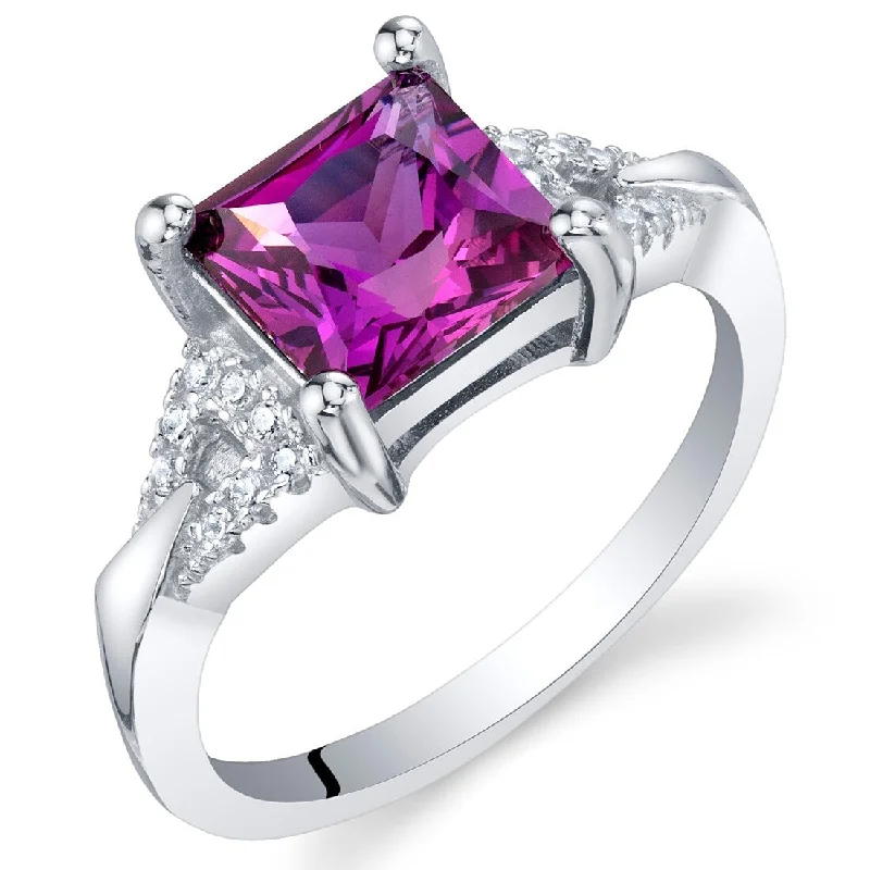 vintage-inspired spinel ring-Sterling Silver 2.25 ct Created Purple Sapphire Birthstone Ring