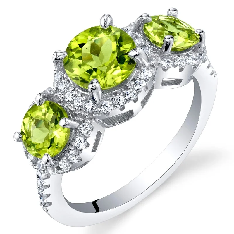 raw kunzite statement ring-Sterling Silver 2.25 ct Peridot Halo Ring