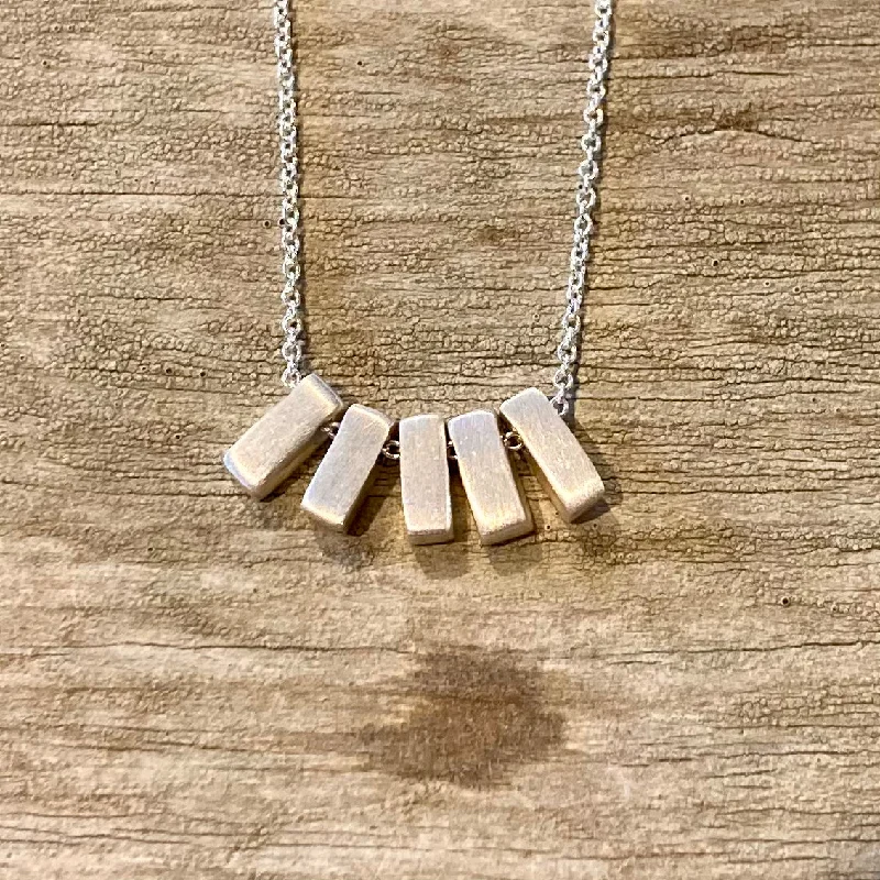 artisan-crafted platinum necklace-Sterling Silver Bars Necklace