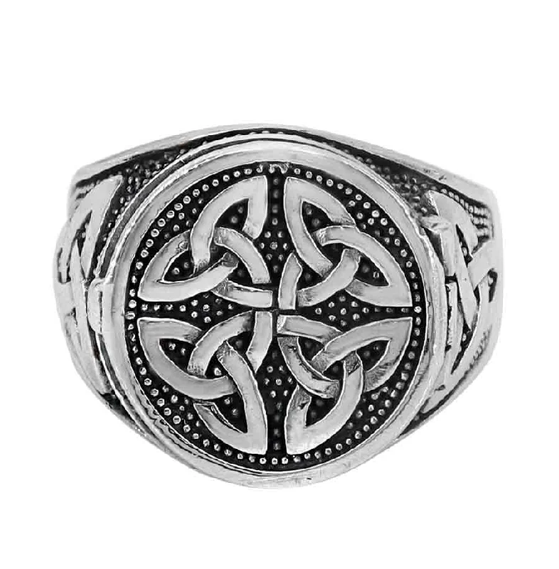 artisan-crafted rose ring-Sterling silver, poison ring with Celtic knot, 19mm width