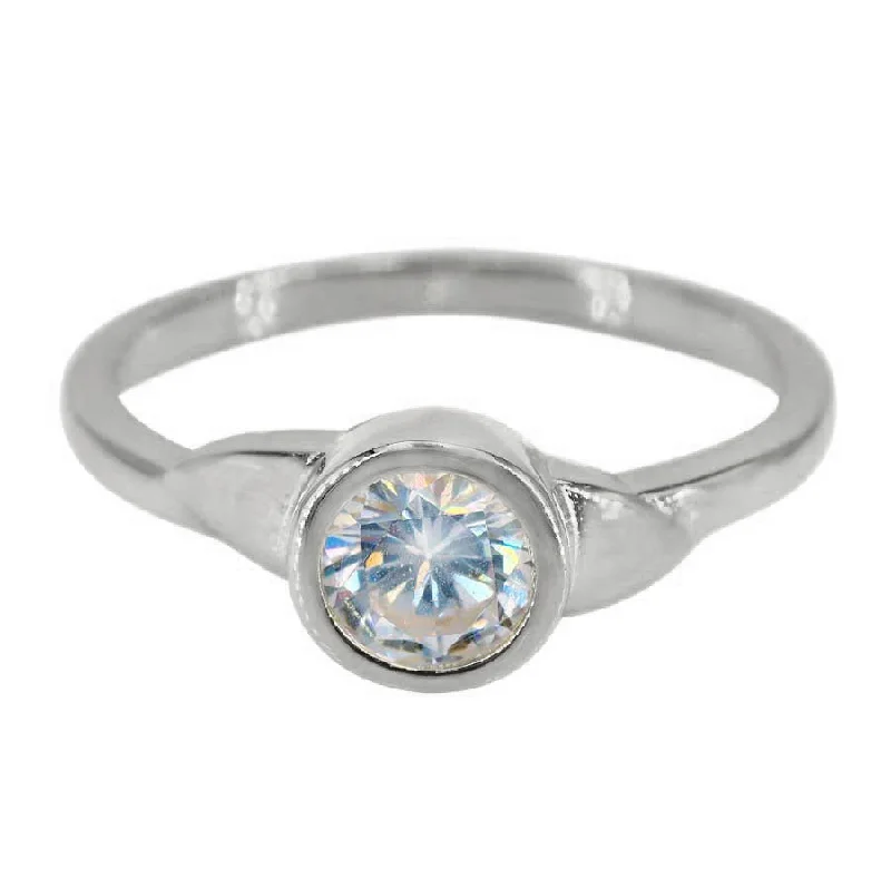 adjustable flame ring-Sterling silver with rhodium, 7mm cubic zirconia ring.