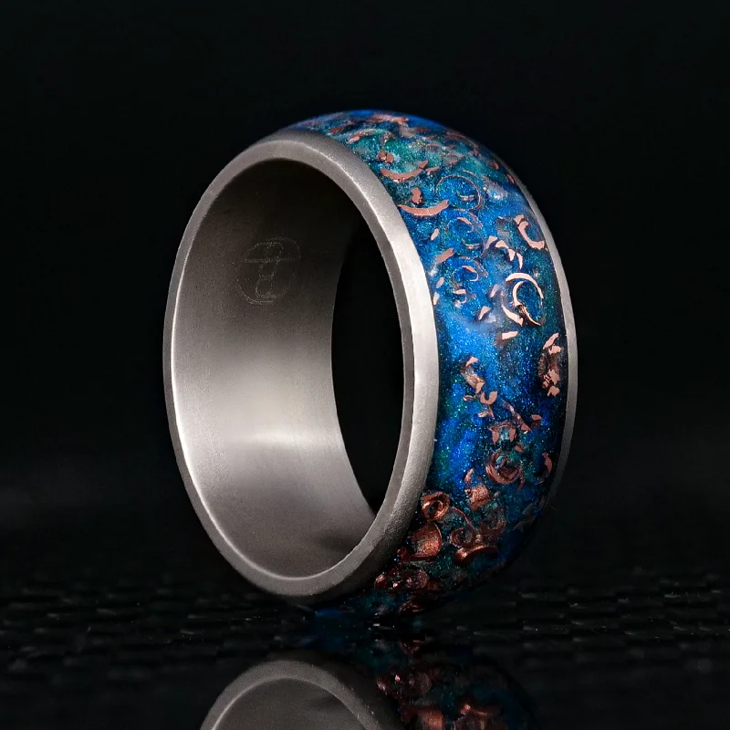 bohemian ridge ring-Sunken Artifact Halo Ring on Titanium