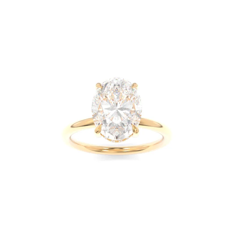 antiqued gold band ring-Taylor Solitaire Oval