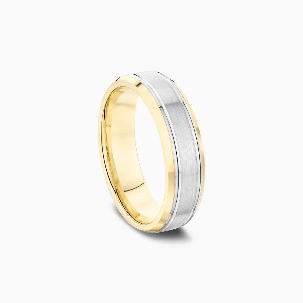 antiqued rose stack ring-The Sovereign Dual-Tone Wedding Band in 18k Gold