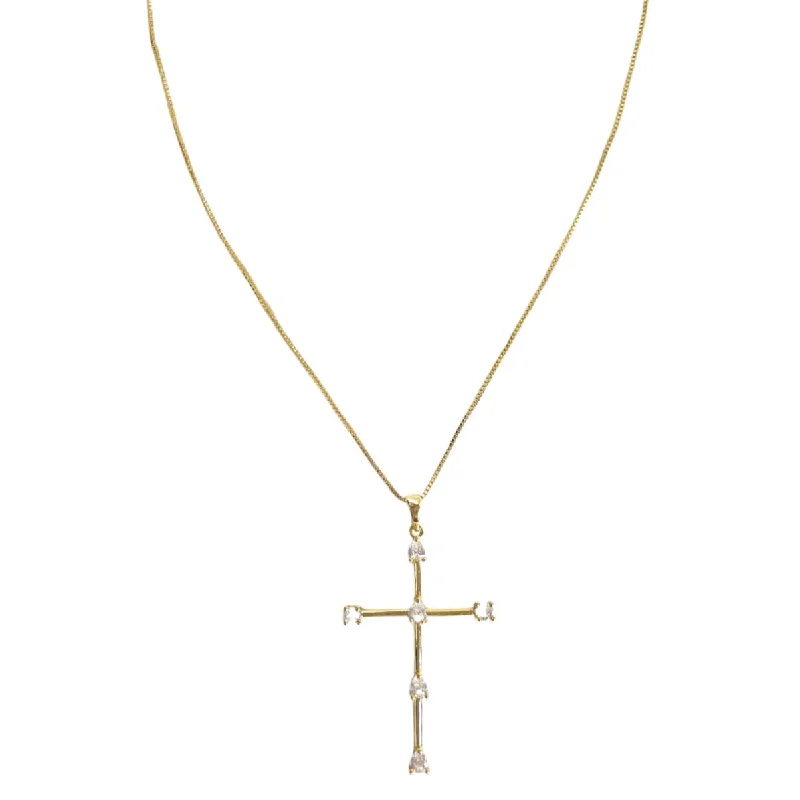 boho-inspired spinel necklace-Tom'e Cz Cross Necklace