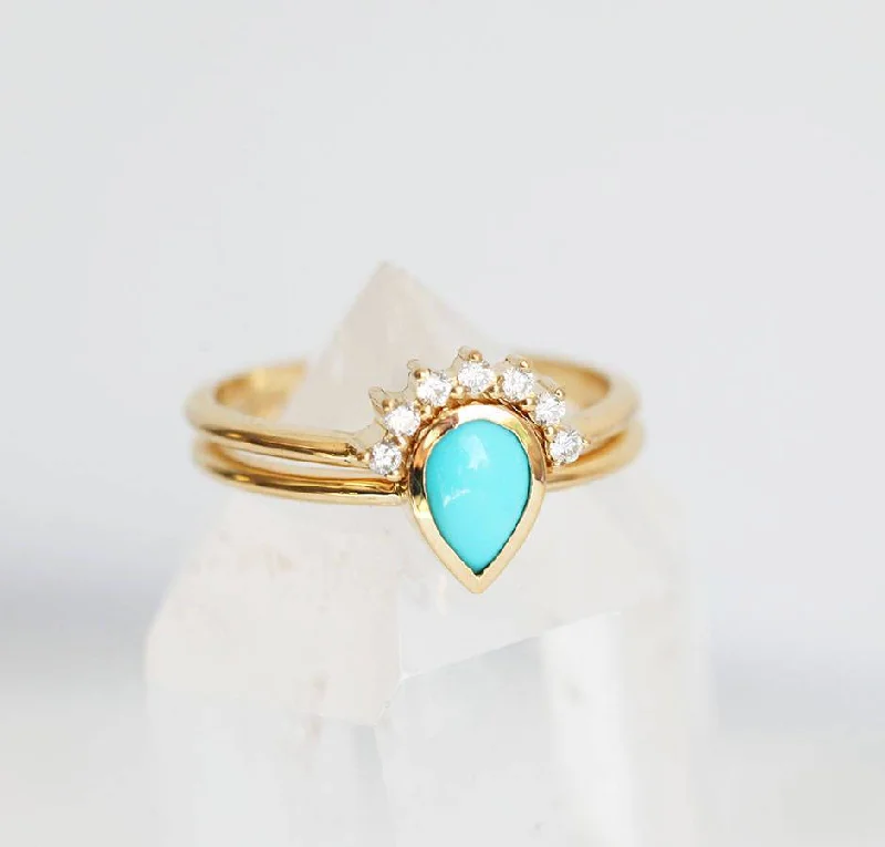 raw kunzite statement ring-Turquoise Ring, Turquoise Ring Set