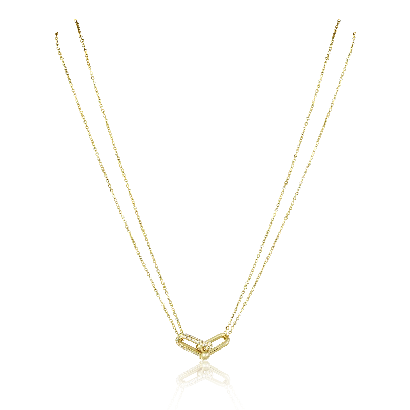 minimalist talon necklace-U Link Pave Necklace