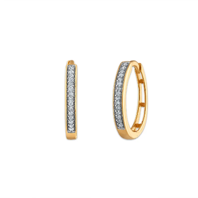 boho-inspired spinel earrings-1/10 CTW Diamond Hoop Earrings in 10KT Yellow Gold