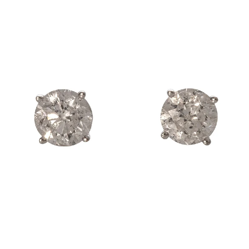 minimalist ridge earrings-1.83ct Round Diamond 14K White Gold Stud Earrings