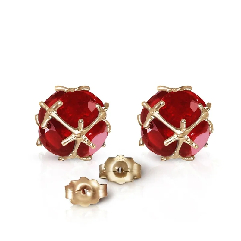 vintage-inspired spinel earrings-14K Solid Gold Stud Earrings with Natural rubyes