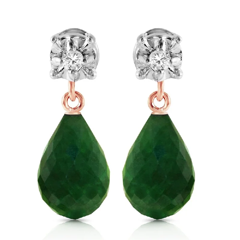 artisan-crafted platinum earrings-14K Solid Rose Gold Stud Earrings with Diamonds & Emeralds