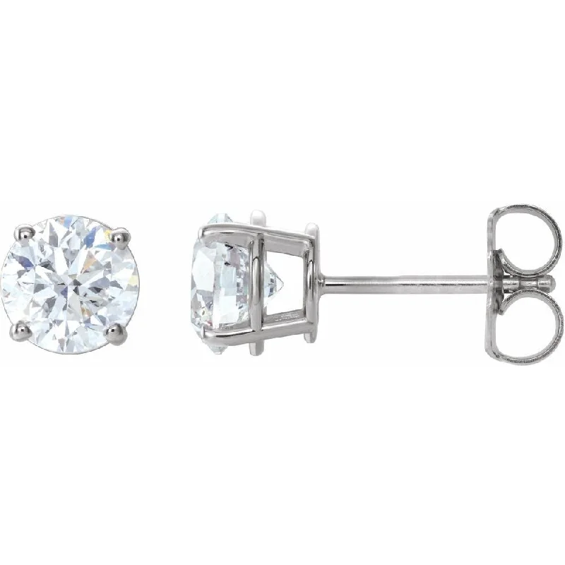 minimalist peak earrings-14k White Gold 1 1/2 CTW Diamond Stud Earring for Women