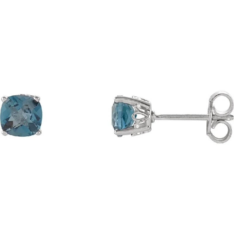 boho-inspired agate earrings-14k White Gold London Blue Topaz Stud Earring for Women