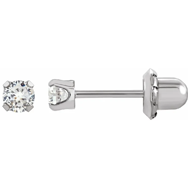 minimalist peak earrings-14K White Gold Plated Cubic Zirconia Piercing Stud Earring for Women