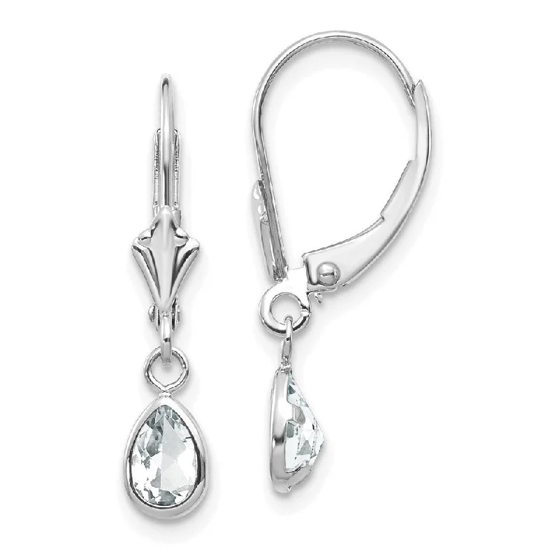 polished rose dangle earrings-14k White Gold White Topaz Stud Earrings (L-23 mm, W-4 mm)