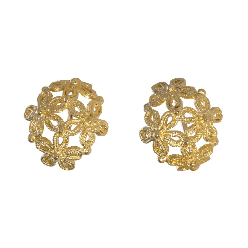 floral-inspired alexandrite earrings-14K Yellow Gold Daisy Cluster Huggie Earrings