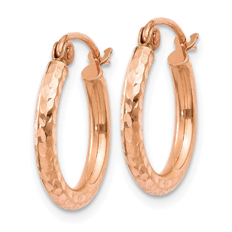 sleek titanium drop earrings-14KT Rose Gold 15X2MM Diamond-cut Hoop Earrings