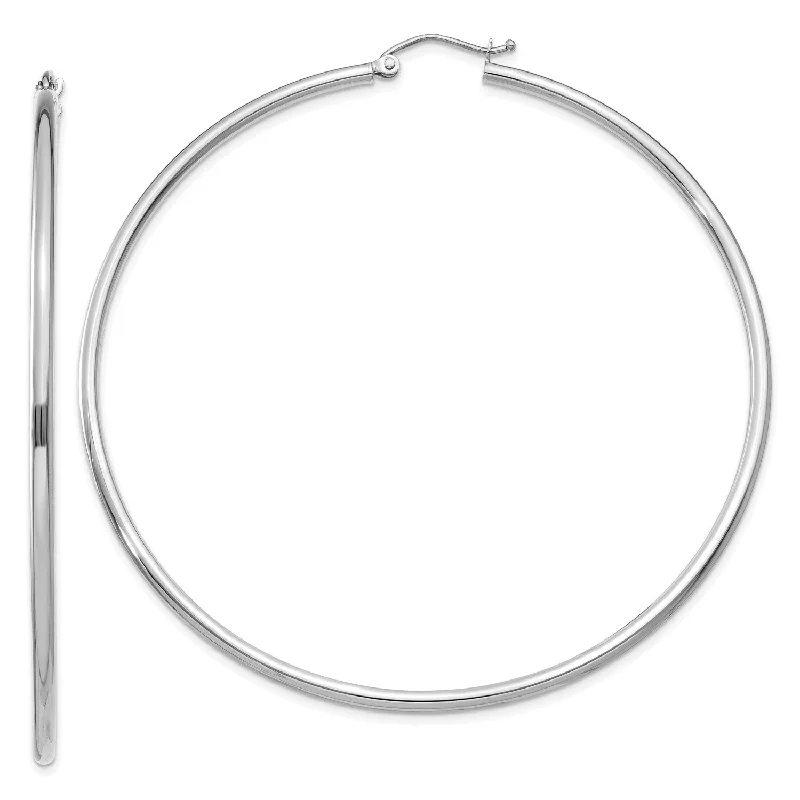 artisan-crafted rose earrings-14KT White Gold 65X2MM Hoop Earrings