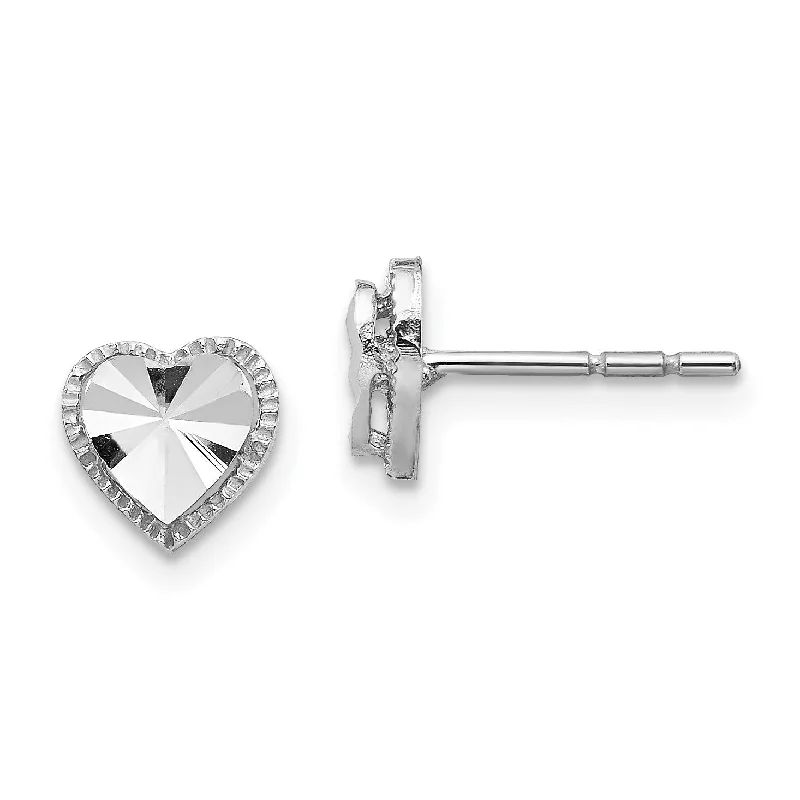 floral-inspired alexandrite earrings-14KT White Gold Diamond-cut Heart Earrings