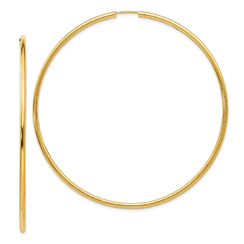 artisan-crafted gold earrings-14KT Yellow Gold 69.8X2MM Hoop Earrings