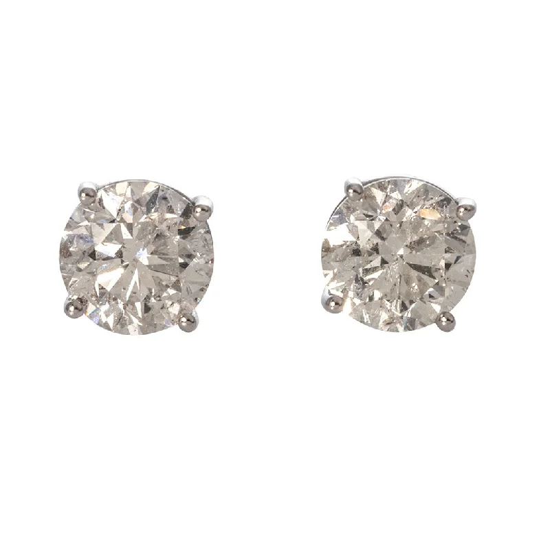 bold ruby ridge earrings-3ct Round Diamond 14K White Gold Stud Earrings