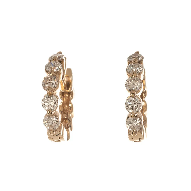 timeless radiant-cut stud earrings-.75ct Diamond 14K Yellow Gold Huggie Hoop Earrings