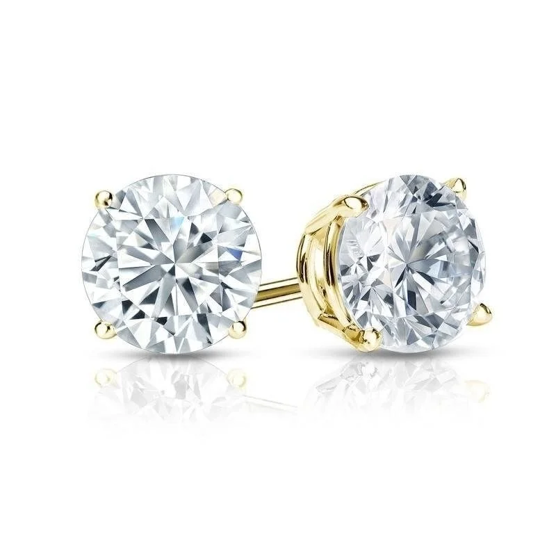 bohemian peak earrings-Auriya 1 1/4ctw Round Diamond Stud Earrings 18kt Gold GIA Certified