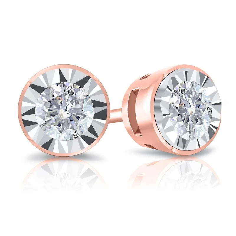 boho-inspired spinel earrings-Auriya Round 1/2cttw Bezel Set Diamond Stud Earrings 14K Gold