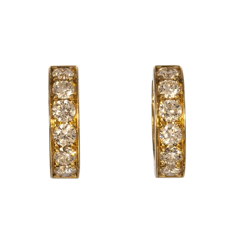 dainty thorn drop earrings-.88ct Diamond Illusion Channel 14K Yellow Gold Huggie Earrings