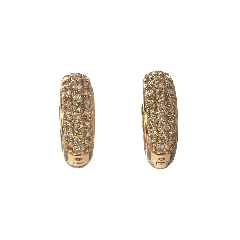 minimalist arch earrings-.50ct Diamond Pavé 14K Yellow Gold Huggie Hoop Earrings