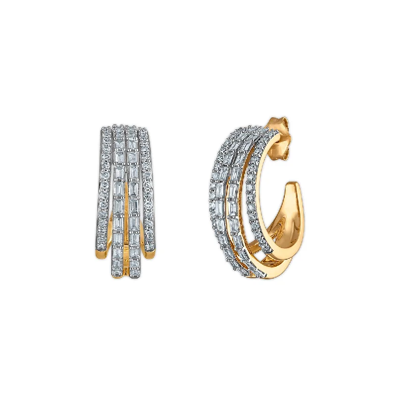 nature-themed crest earrings-EcoLove 1 CTW Lab Grown Diamond Hoop Earrings in Gold Plated Sterling Silver