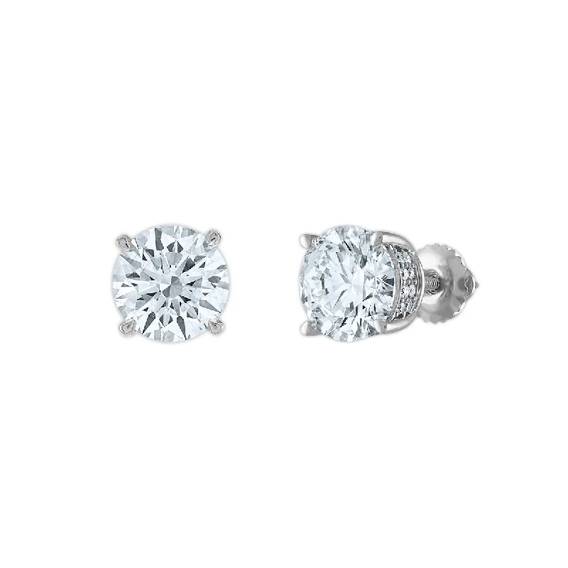 engraved oath drop earrings-EcoLove 5 CTW Lab Grown Diamond Stud Earrings in 14KT White Gold