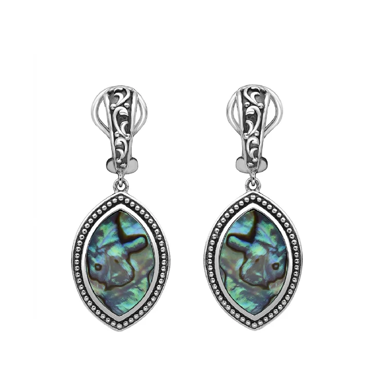 bold amethyst ridge earrings-EFFY Abalone Earrings in Rhodium Plated Sterling Silver