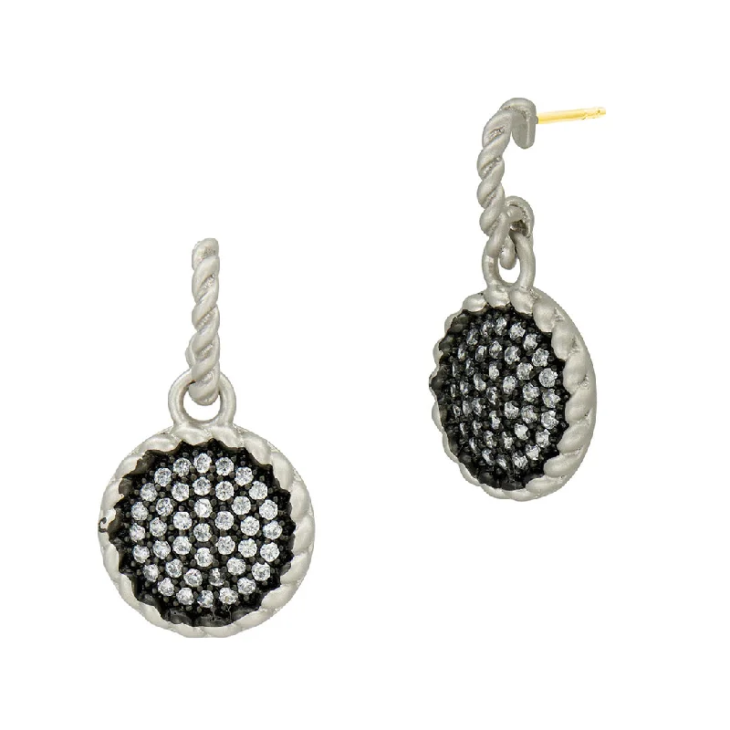 modern sleek twist earrings-Freida Rothman Industrial Texture Disc Drop Earrings